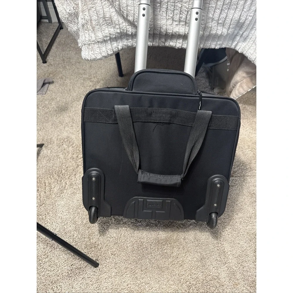 Delsey Super Lite Trolley Travel Tote Rolling Luggage Black 22718BK EUC Carry On